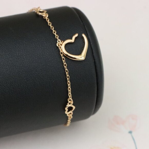 "Delicate Rose Gold Heart Bracelet with Adjustable Chain Extender, XPBL0863 - Picture 1 of 12